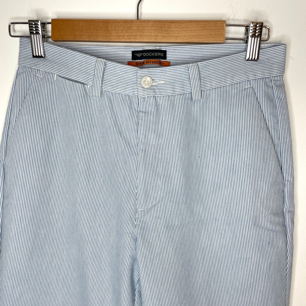 Dockers Women's Seersucker Striped Pants In Blue White Size 6